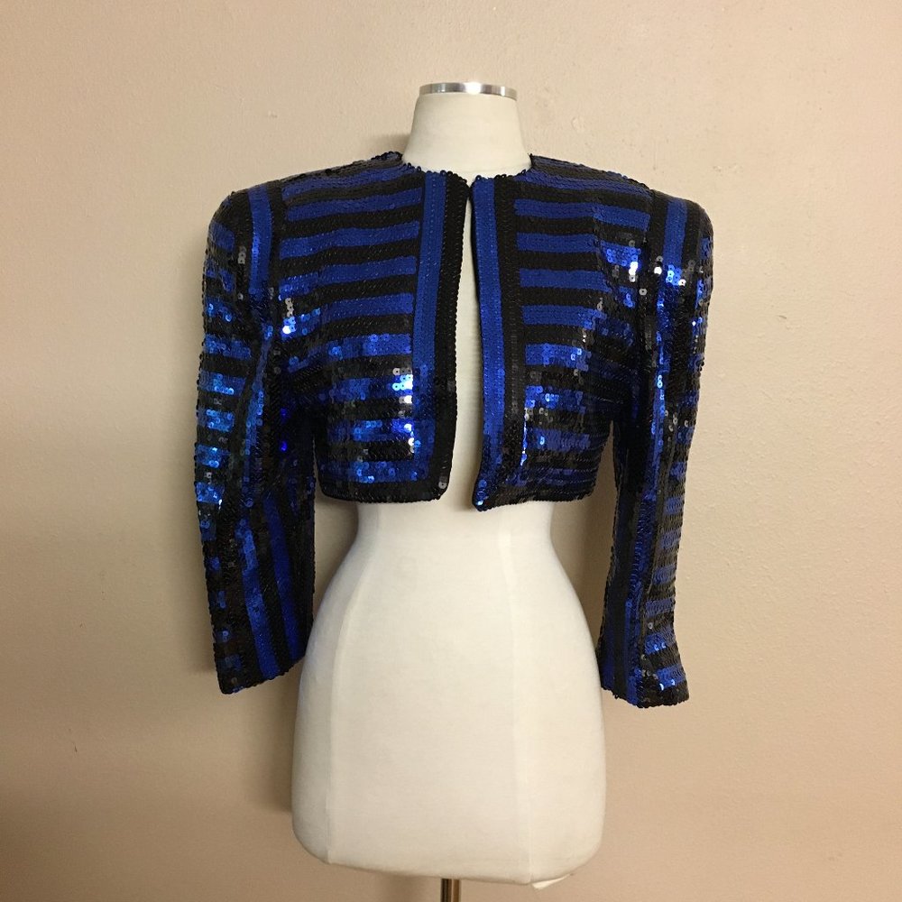 Vintage Victor Costa Striped Sequin Bolero